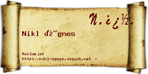 Nikl Ágnes névjegykártya